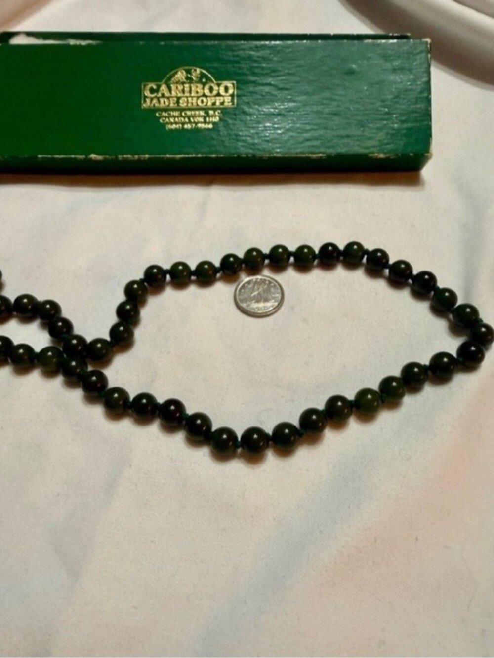 Vintage B.C. Nephrite Jade Knotted Necklace - Cariboo Jade Shoppe (20") - Picture 7 of 8